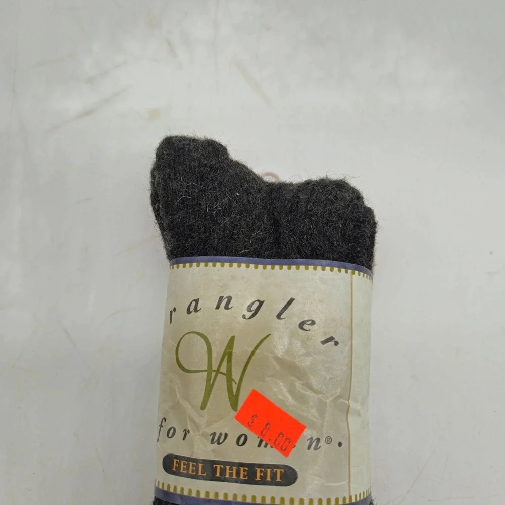 Wrangler Ladies Womens Socks 2 Pair Pack Wool Blend Red Black Vintage USA Made